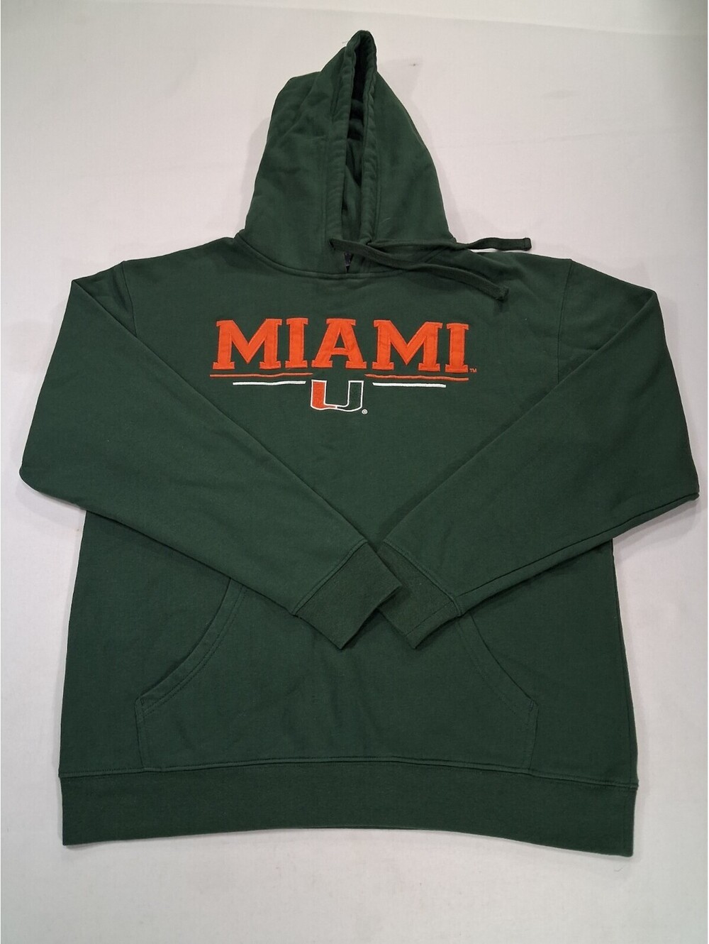Knights Apparel Miami Hurricanes Men's Green Drawstring Hoodie Sweatshirt Size M